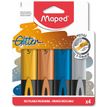 Maped Fluopep's Glitter Metal - Pack de 4 surligneurs - couleurs métalliques assorties