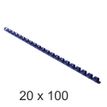Exacompta - 20 Boîtes de 100 anneaux de reliure en plastique - 8 mm - bleu