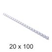 Exacompta - 20 Boîtes de 100 anneaux de reliure en plastique - 10 mm - blanc