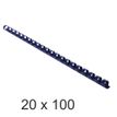 Exacompta - 20 Boîtes de 100 anneaux de reliure en plastique - 10 mm - bleu