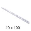 Exacompta - 10 Boîtes de 100 anneaux de reliure en plastique - 12 mm - blanc