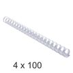 Exacompta - 4 Boîtes de 100 anneaux de reliure en plastique - 20 mm - blanc