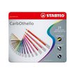 4006381279628-STABILO CarbOthello - 24 Crayons de couleur aquarellables - Boîte métal - Couleur fusain -P_77032183_1-0