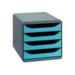 0007470134686-Exacompta BigBox - Module de classement 4 tiroirs - gris/bleu turquoise-P_79144680_2-1