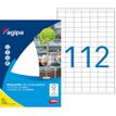 Apli Agipa - Etui A5 - 1120 Étiquettes enlevables blanches multi-usages - 12 x 18,3 mm - coins arrondis - réf 114260