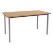 Table de réunion Rectangulaire - 120 x 60 cm - Pieds carrés aluminium - imitation hêtre