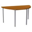 3253310129887-Table de réunion Demi-lune - 120 x 60 cm - Pieds aluminium - imitation merisier-P_79355308_1-0
