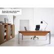 Bureau bois SLIVER avec voile de fond - 190 cm - Pieds métal - Noyer et bronze