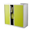 3660141929065-Armoire mi-haute à rideaux EASY OFFICE - 110 x 104 x 41,5 cm - Corps blanc - Rideaux et poignée vert--1