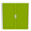 3660141929461-Armoire mi-haute à rideaux EASY OFFICE - 110 x 104 x 41,5 cm - Corps et poignée blanc - Rideaux vert--1