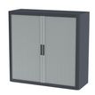Armoire mi-haute à rideaux EASY OFFICE - 110 x 104 x 41,5 cm - Corps et poignée anthracite - Rideaux gris