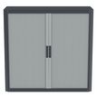 3660141930023-Armoire mi-haute à rideaux EASY OFFICE - 110 x 104 x 41,5 cm - Corps et poignée anthracite - Rideaux --1