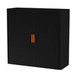 0000000092951-Armoire mi-haute à rideaux EASY OFFICE - 110 x 104 x 41,5 cm - Corps et rideaux noir - Poignée orange--1