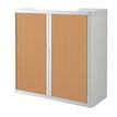 Armoire mi-haute à rideaux EASY OFFICE - 110 x 104 x 41,5 cm - Corps et poignée blanc - Rideaux imitation hêtre