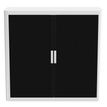 3660141930245-Armoire mi-haute à rideaux EASY OFFICE - 110 x 104 x 41,5 cm - Corps et poignée blanc - Rideaux noir--1