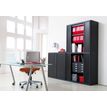 3660141931242-Armoire haute à rideaux EASY OFFICE - 110 x 204 x 41,5 cm - Corps, rideaux et poignée noir--2