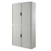 3660141929157-Armoire haute à rideaux EASY OFFICE - 110 x 204 x 41,5 cm - Corps et rideaux gris - Poignée anthracit--0