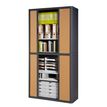 3660141929201-Armoire haute à rideaux EASY OFFICE - 110 x 204 x 41,5 cm - Corps et poignée anthracite - Rideaux imi--1