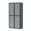 Armoire haute à rideaux EASY OFFICE - 110 x 204 x 41,5 cm - Corps et poignée anthracite - Rideaux gris