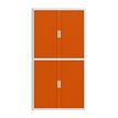 3660141930467-Armoire haute à rideaux EASY OFFICE - 110 x 204 x 41,5 cm - Corps et poignée blanc - Rideaux orange--1