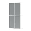 3660141930474-Armoire haute à rideaux EASY OFFICE - 110 x 204 x 41,5 cm - Corps et poignée blanc - Rideaux anthraci--0