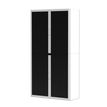 3660141930481-Armoire haute à rideaux EASY OFFICE - 110 x 204 x 41,5 cm - Corps et poignée blanc - Rideaux noir--0