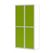 3660141930290-Armoire haute à rideaux EASY OFFICE - 110 x 204 x 41,5 cm - Corps et poignée blanc - Rideaux vert--0