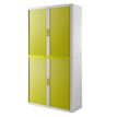 3660141930337-Armoire haute à rideaux EASY OFFICE - 110 x 204 x 41,5 cm - Corps blanc - Rideaux et poignée vert--0