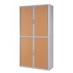 3660141930382-Armoire haute à rideaux EASY OFFICE - 110 x 204 x 41,5 cm - Corps et poignée gris - Rideaux imitation--0