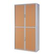 3660141930382-Armoire haute à rideaux EASY OFFICE - 110 x 204 x 41,5 cm - Corps et poignée gris - Rideaux imitation--0