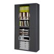 3660141932218-Armoire mi-haute à rideaux EASY OFFICE - 110 x 104 x 41,5 cm - Corps et rideaux anthracite - Poignée --1