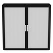3660141931167-Armoire mi-haute à rideaux EASY OFFICE - 110 x 104 x 41,5 cm - Corps noir - Rideaux et poignée blanc--1