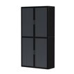 3660141932850-Armoire haute à rideaux EASY OFFICE - 110 x 204 x 41,5 cm - Corps noir - Rideaux et poignée anthracit--0