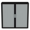 3660141933833-Armoire mi-haute à rideaux EASY OFFICE - 110 x 104 x 41,5 cm - Corps noir - Rideaux et poignée gris--1