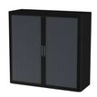 3660141935905-Armoire mi-haute à rideaux EASY OFFICE - 110 x 104 x 41,5 cm - Corps noir - Rideaux et poignée anthra--0