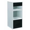 Classeur mélaminé monobloc - 1 tiroir dossiers suspendus + 1 tiroirs papeterie + 2 niches - H101 x L42 x P44 cm - corps blanc - tiroirs noir