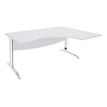 Bureau compact à droite IDRA - L160 cm - Pieds blanc - plateau Blanc perle (Pieds de renfort obligatoire à rajouter - non inclus)