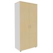 3253310174665-Armoire haute IDRA/DUAL - H180 x L80 x P47 - 2 portes - Corps blanc - Portes et dessus imitation Hêtre--0
