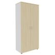 3253310174719-Armoire haute IDRA/DUAL - H180 x L80 x P47 - 2 portes - Corps blanc - Portes et dessus imitation Erable--0