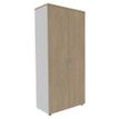3253310134423-Armoire haute IDRA/DUAL - H180 x L80 x P47 - 2 portes - Corps blanc - Portes et dessus imitation Chêne--0