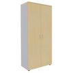 3253310129931-Armoire haute IDRA/DUAL - H180 x L80 x P47 - 2 portes - Corps alu - Portes et dessus imitation Hêtre--0
