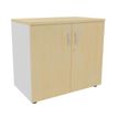 3253310174559-Armoire basse IDRA/DUAL - H72 x L80 x P47 - 2 portes - Corps blanc - Dessus et portes imitation Hêtre--0