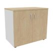 3253310134393-Armoire basse IDRA/DUAL - H72 x L80 x P47 - 2 portes - Corps blanc - Dessus et portes imitation Chêne --0