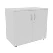 3253310133839-Armoire basse IDRA/DUAL - H72 x L80 x P47 - 2 portes - Corps blanc - Dessus et portes Blanc perle--0