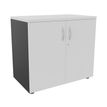 3253310174535-Armoire basse IDRA/DUAL - H72 x L80 x P47 - 2 portes - Corps anthracite - Dessus et portes Blanc perle--0