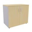 3253310129917-Armoire basse IDRA/DUAL - H72 x L80 x P47 - 2 portes - Corps alu - Dessus et portes imitation Hêtre--0