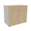 3253310174528-Armoire basse IDRA/DUAL - H72 x L80 x P47 - 2 portes - Corps alu - Dessus et portes imitation Chêne cl--0