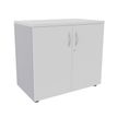 3253310174542-Armoire basse IDRA/DUAL - H72 x L80 x P47 - 2 portes - Corps alu - Dessus et portes Blanc perle--0