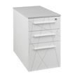 Caisson bout de bureau SUNDAY blanc + top L42 cm gris - P 80 cm - 3 tiroirs