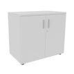 3253310132597-Armoire basse INEO/LEVEL/STEELY/WOODY - H72 x L80 x P47 - Corps blanc - Dessus et Portes Blanc perle--0